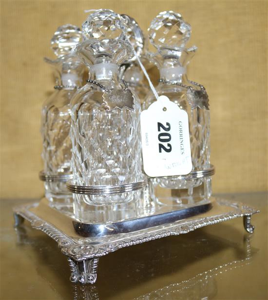 A George III silver four division cruet stand by Matthew Boulton, 14 oz.